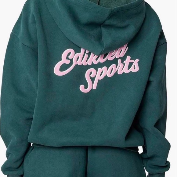 Edikted Green Hoodie + Shorts - Picture 2 of 6